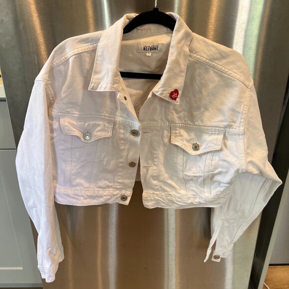 Solid & Striped x Re/Done Hollywood white cropped denim jean jacket Size S - Picture 2 of 11